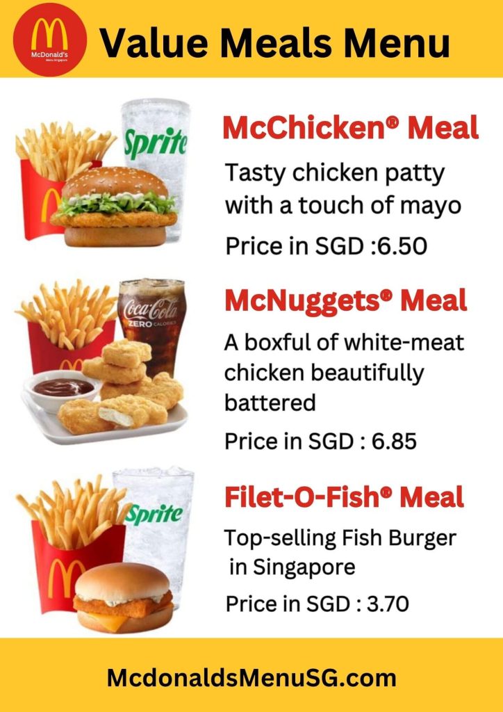 McDonald's Jurong West Value Meal Menu Signapore