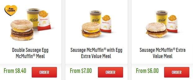 McDonalds Breakfast And Value Meals Delivery